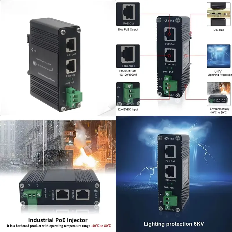 Poe Injector Gigabit 30W - 강화된 산업용 기가비트 PoE 인젝터 802.3at