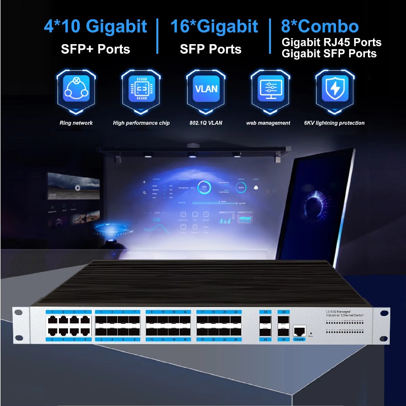 24개 SFP 포트 산업용 관리형 이더넷 스위치, 8개 - Switch 24 Port 10G Uplink 리뷰 및 가격