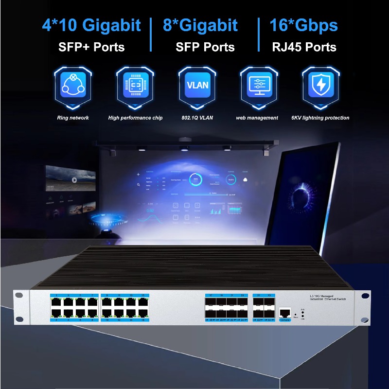 16-RJ45 포트 산업용 관리형 이더넷 스위치, 8개 - 10G Sfp+ Switch 8 Port 리뷰 및 가격