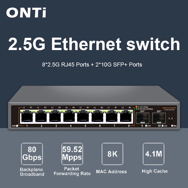 ONTi 2.5G 비관리형 이더넷 스위치, 8포트, 2 - 8 Port 2.5G Switch Unmanaged 리뷰 및 가격