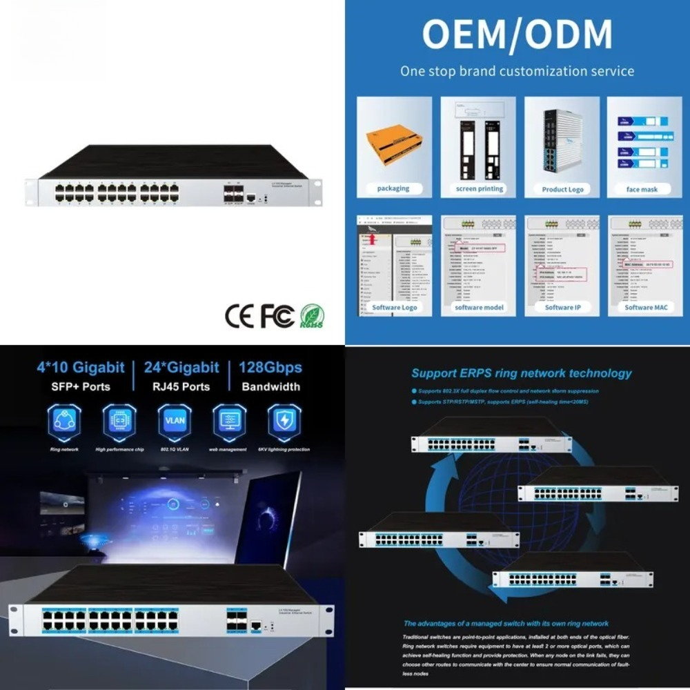24개의 RJ45 포트 산업용 등급 관리형 이더넷 스위 - Switch 24 Port 10G Uplink 리뷰 및 가격