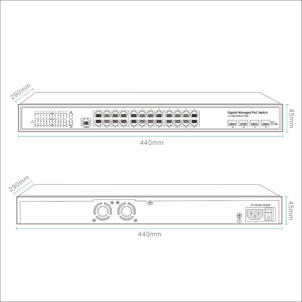 24포트 기가비트 이더넷 RJ45 포트와 4개의 10G - Network Switch Rack Mount 1U 리뷰 및 가격
