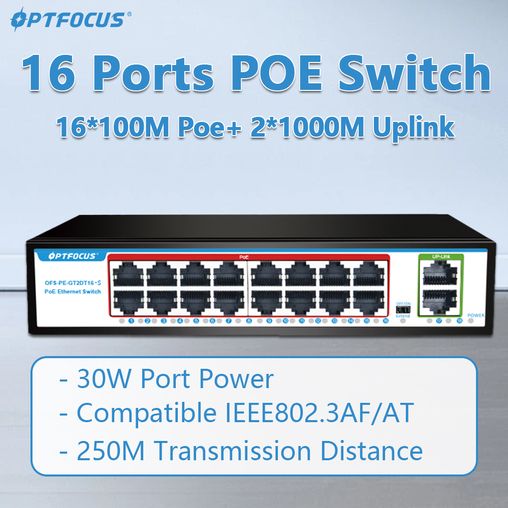 OPTFOCUS 16포트 PoE 스위치, 100Mbps - Poe Switch 16 Port 802.3At 리뷰 및 가격