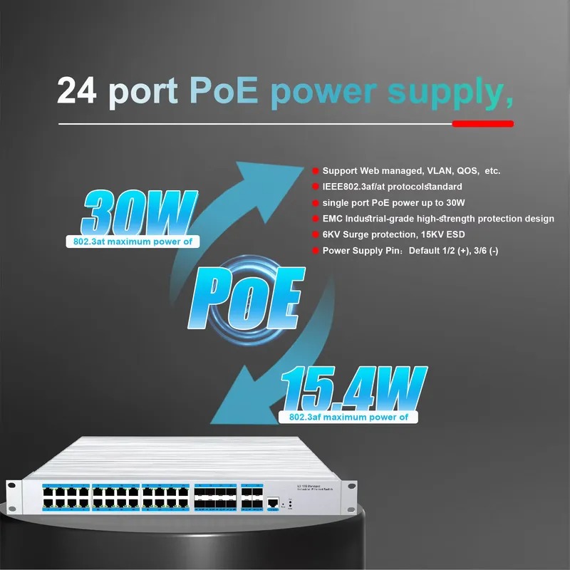 24포트 PoE 산업용 관리형 스위치, 4개의 10G  - Switch 24 Port 10G Uplink 리뷰 및 가격