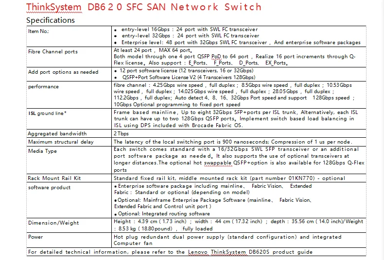 Thinksystem OB620S FC SAN 네트워크 - Network Switch Rack Mount 1U 리뷰 및 가격