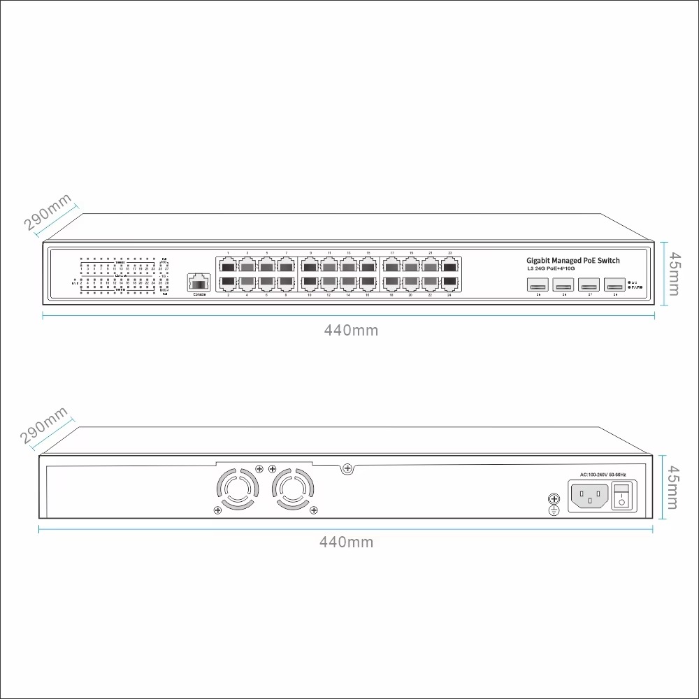 24포트 기가비트 이더넷 RJ45 포트와 4개의 10G - Network Switch Rack Mount 1U 리뷰 및 가격