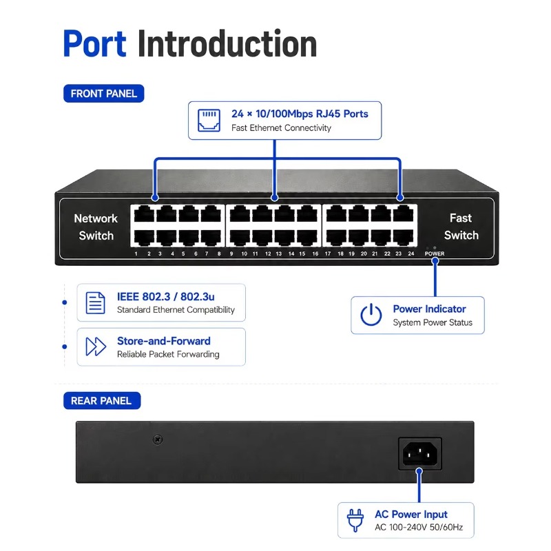 24포트 고속 이더넷 스위치, 10/100Mbps 비관 - Network Switch Rack Mount 1U 리뷰 및 가격